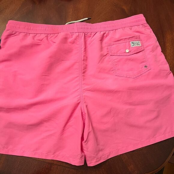 NWT Men's Polo Ralph Lauren Pink Swim Trunks w/ Green Polo Pony Size 4XB - Picture 3 of 4
